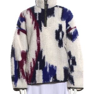 Isabel Marant Pullover Cozy Leather Trim Teddy Jacket